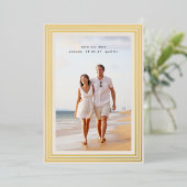 elegante 2-Foto-Save the Date mit minimalen Goldra Folieneinladung (Stehend vorne)
