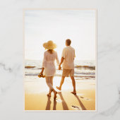 elegante 2-Foto-Save the Date mit minimalen Goldra Folieneinladung (Rückseite)