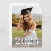 Elegante 2 Foto Script Overlay Graduation Party in Einladung (Vorne/Hinten)