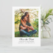 Elegante 2 Fotos QR Code Hochzeit Save The Date (Stehend Vorderseite)