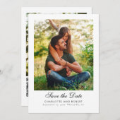 Elegante 2 Fotos QR Code Hochzeit Save The Date (Vorne/Hinten)