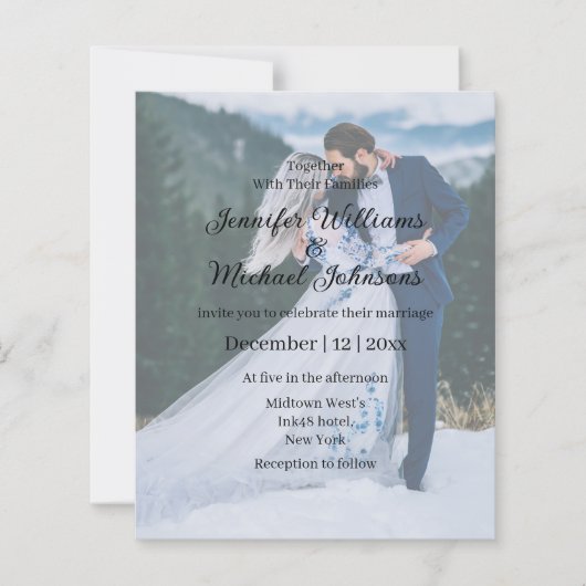 elegante 2 Fotos qr Code uAwg Hochzeit Einladung (Vorderseite)