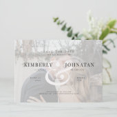 Elegante 2 Fotos überlagern moderne Hochzeit Save The Date (Stehend Vorderseite)