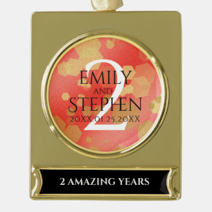 Elegante 2. Garnet Hochzeitstag Feier Banner-Ornament Gold