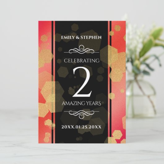 Elegante 2. Garnet Hochzeitstag Feier Einladung (Stehend Vorderseite)