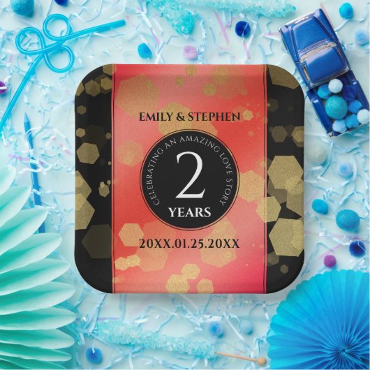 Elegante 2. Garnet Hochzeitstag Feier Pappteller (Party)