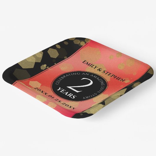 Elegante 2. Garnet Hochzeitstag Feier Pappteller (Gewinkelt)