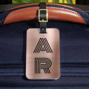 Elegante 2 Monogramm erste Rose Gold Metal Gepäckanhänger