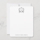 Elegante 2 Monogramm Wappen Chic Couple Stationery Mitteilungskarte (Vorderseite)