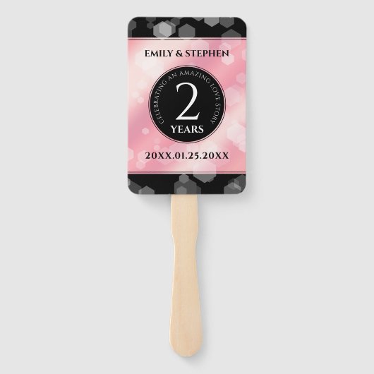 Elegante 2. Rose Quartz Hochzeitstag Fächer (Rückseite)