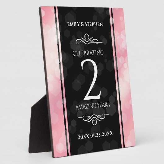 Elegante 2. Rose Quartz Hochzeitstag Fotoplatte (Seite)