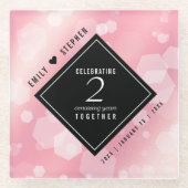 Elegante 2. Rose Quartz Hochzeitstag Glasuntersetzer (Vorderseite)