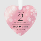 Elegante 2. Rose Quartz Hochzeitstag Ornament (Vorderseite)