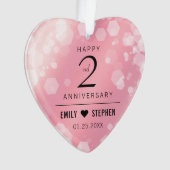 Elegante 2. Rose Quartz Hochzeitstag Ornament (Vorderseite)