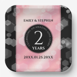 Elegante 2. Rose Quartz Hochzeitstag Pappteller