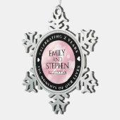 Elegante 2. Rose Quartz Hochzeitstag Schneeflocken Zinn-Ornament (Rechts)