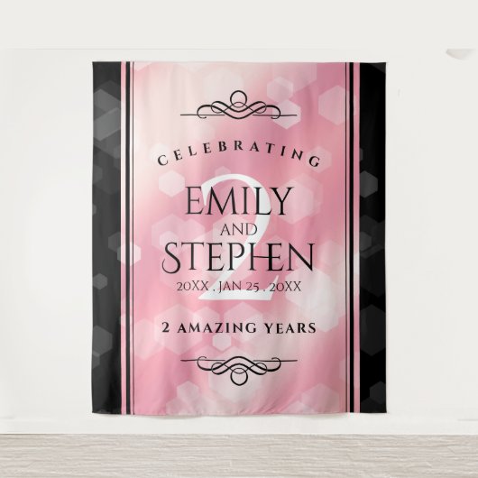 Elegante 2. Rose Quartz Hochzeitstag Wandteppich (Vorderseite)