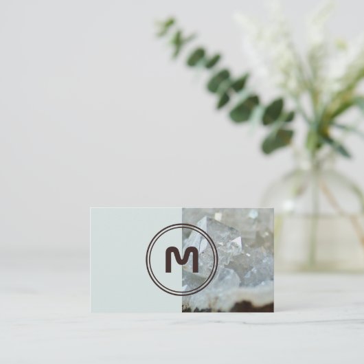 Elegante 2-Töne-Kristalloberfläche in Monogramm Visitenkarte (Stehend Vorderseite)