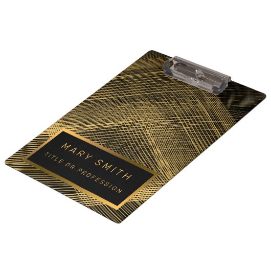 Elegante 2in1 Luxury Gold Black Business Card & Klemmbrett (Schrägansicht)