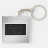 Elegante 2in1 Luxury Silver Metal Business Card & Schlüsselanhänger (Rückseite)
