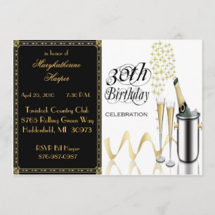 Elegante 30. Geburtstags-Party Einladung
