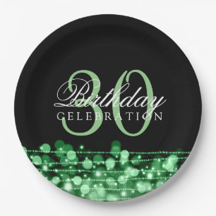 Elegante 30. Geburtstags-Party-Glitzern-Minze Pappteller