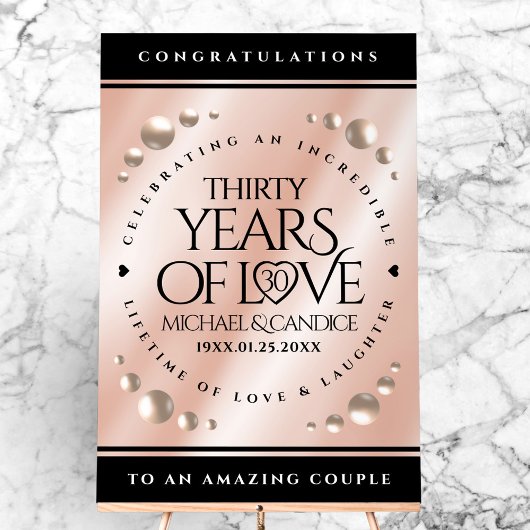 Elegante 30. Geburtstagsfeier der Perlen Acrylschild