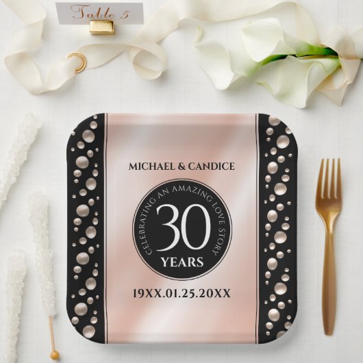 Elegante 30. Geburtstagsfeier der Perlen Pappteller (Hochzeit)