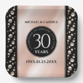 Elegante 30. Geburtstagsfeier der Perlen Pappteller (Vorderseite)