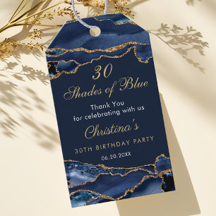 Elegante 30 Schattierungen von Blau Geburtstagsfei Geschenkanhänger