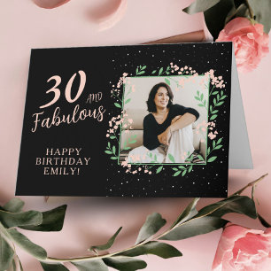 Elegante 30 und Fabelhafte Blumen 30. Geburtstagsf Karte