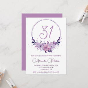 Elegante 31. Geburtstagseinladungen Floral Lila Einladung