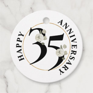 Elegante 35. Jubiläum Floral Gefallen Tags Geschenkanhänger