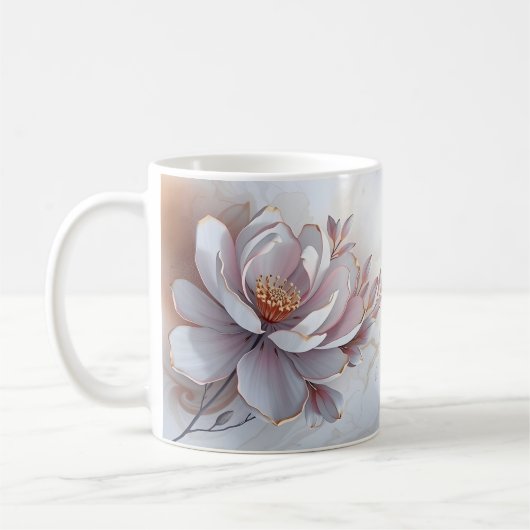 Elegante 3-dimensionale bemalte Blume Kaffeetasse (Links)