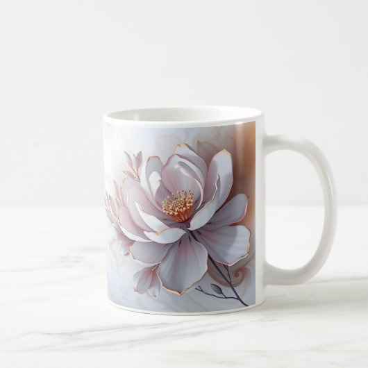 Elegante 3-dimensionale bemalte Blume Kaffeetasse (Rechts)