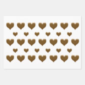 Elegante 3 farbige, große, gebürstete goldene Herz Geschenkpapier Set (Vorderseite 2)