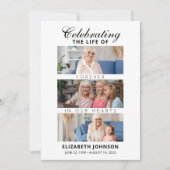 Elegante 3 Foto Collage Beerdigung Gedenkstätte Einladung (Vorderseite)