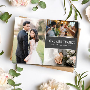 Elegante 3-Foto-Collage-Hochzeit-Dankeschön Dankeskarte