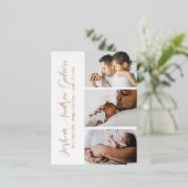 Elegante 3 Foto Foil Birth Ankündigung Postkarte (Stehend vorne)