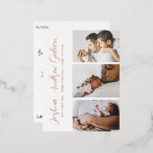 Elegante 3 Foto Foil Birth Ankündigung Postkarte (Vorderseite/Rückseite)