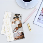 Elegante 3 Foto Foil Birth Ankündigung Postkarte