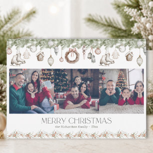 Elegante 3-Foto-Watercolor-Weihnachtskarte Feiertagskarte