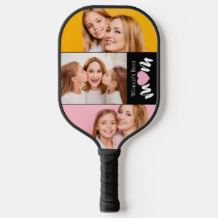 Elegante 3-Foto-Weltbeste-Mutter-Cute-Heart Pickleball Schläger