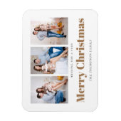 Elegante 3 Fotos Familie Frohe Weihnachten Magnet (Vertikal)