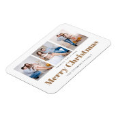 Elegante 3 Fotos Familie Frohe Weihnachten Magnet (Linke Seite)