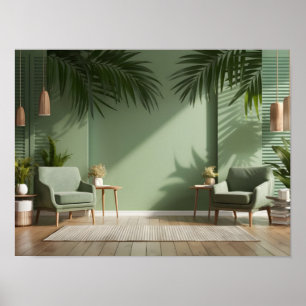Elegante 3D-Anzeige mit Schatten von Palm-Blätter Poster