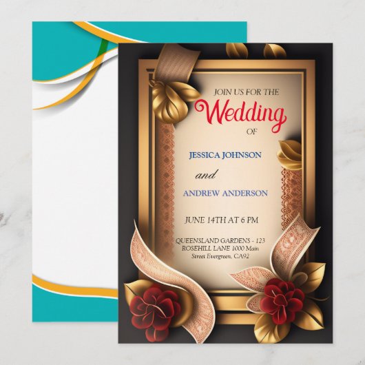 elegante 3D-Blume Einladung (Vorne/Hinten)