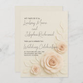 Elegante 3D Blush Rose Hochzeit Einladung Romantis (Vorne/Hinten)