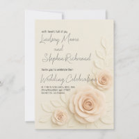 Elegante 3D Blush Rose Hochzeit Einladung Romantis