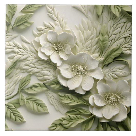 Elegante 3D Floral Relief Fliese (Vorderseite)
